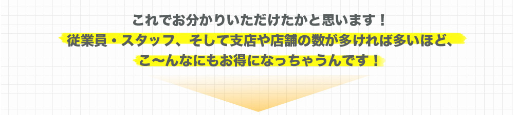 従業員・スタッフ、支店や店舗の数が多ければ多いほどお得